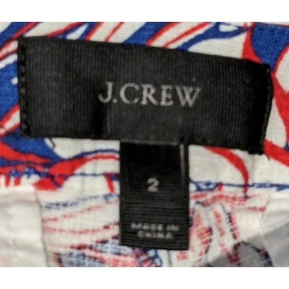 J. CREW Shorts Sz 2 98 Cotton 2 Elastane Front Pockets Mid Rise Blue White Red - Picture 3 of 8